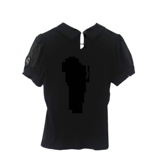 Smak Parlour Black Collared Sheer Sleeve Blouse - Picture 4 of 4